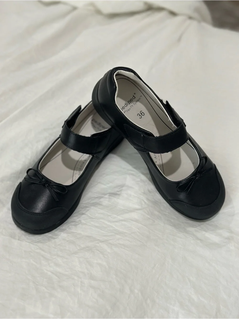pediped Black Mary Jane with Bow Strap